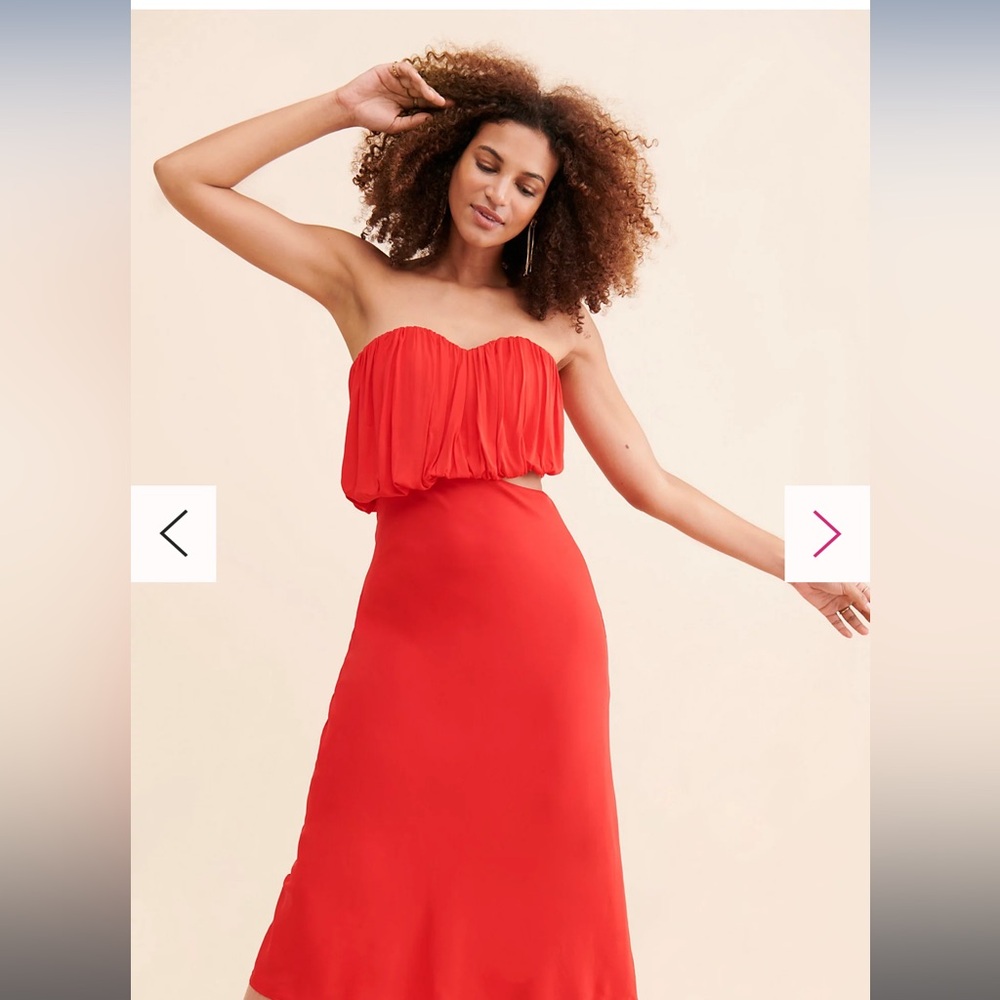 Free People Third Form Overflow Red Strapless Cut Out Party Dress Size 4 NWOT